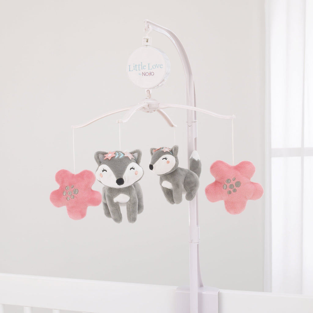 Desert Flower - Fox and Flowers Pink and Grey Musical Mobile