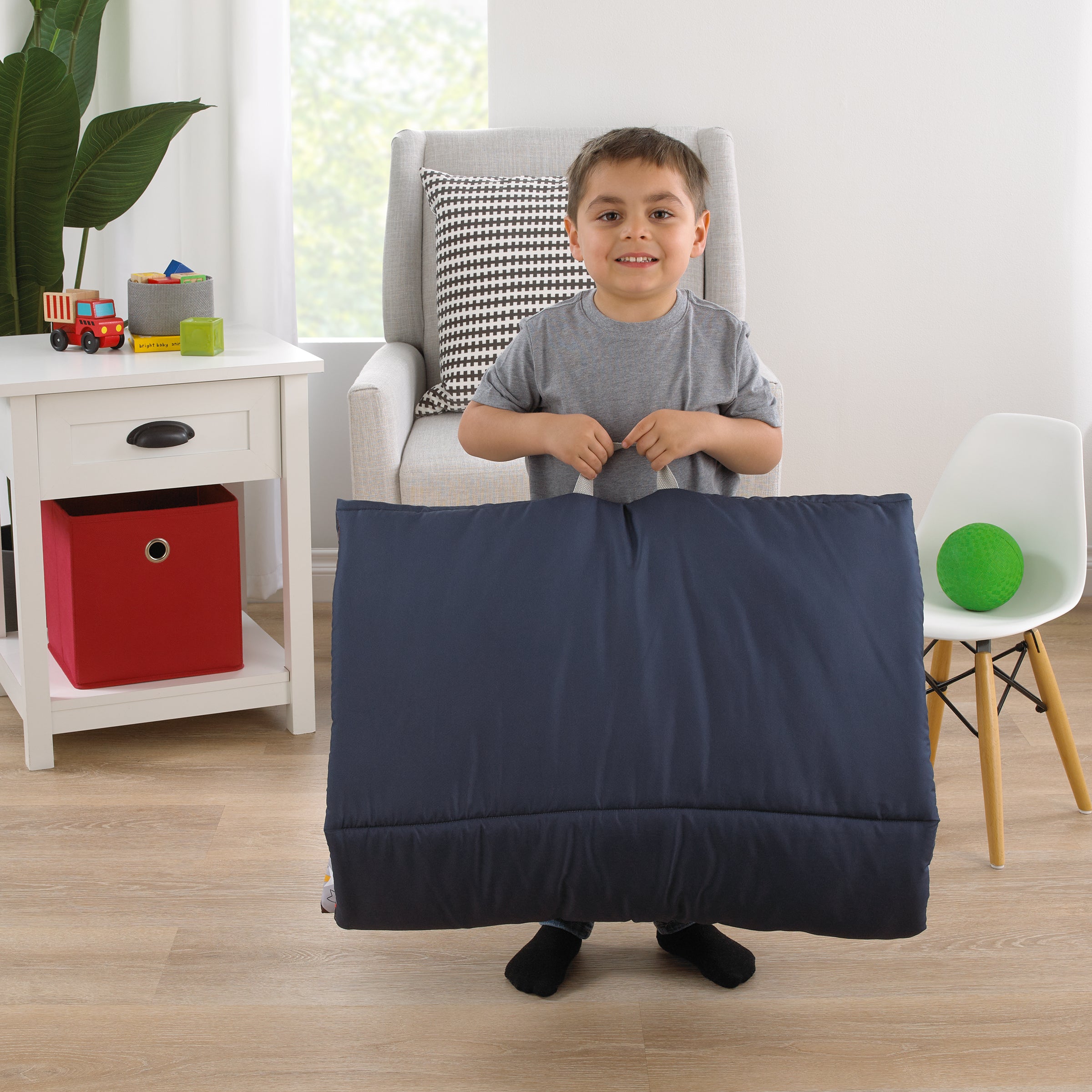 Welcome to the Galaxy Navy and Gray Yoda, Princess Leia, R2-D2 , Chewbacca, and Darth Vader Deluxe Easy Fold Toddler Nap Mat