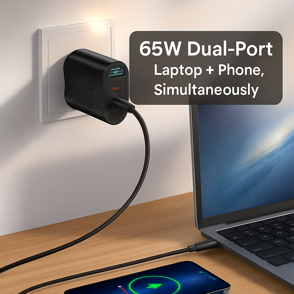 65W USB-C Fast Wall Charger for Laptops & Phones