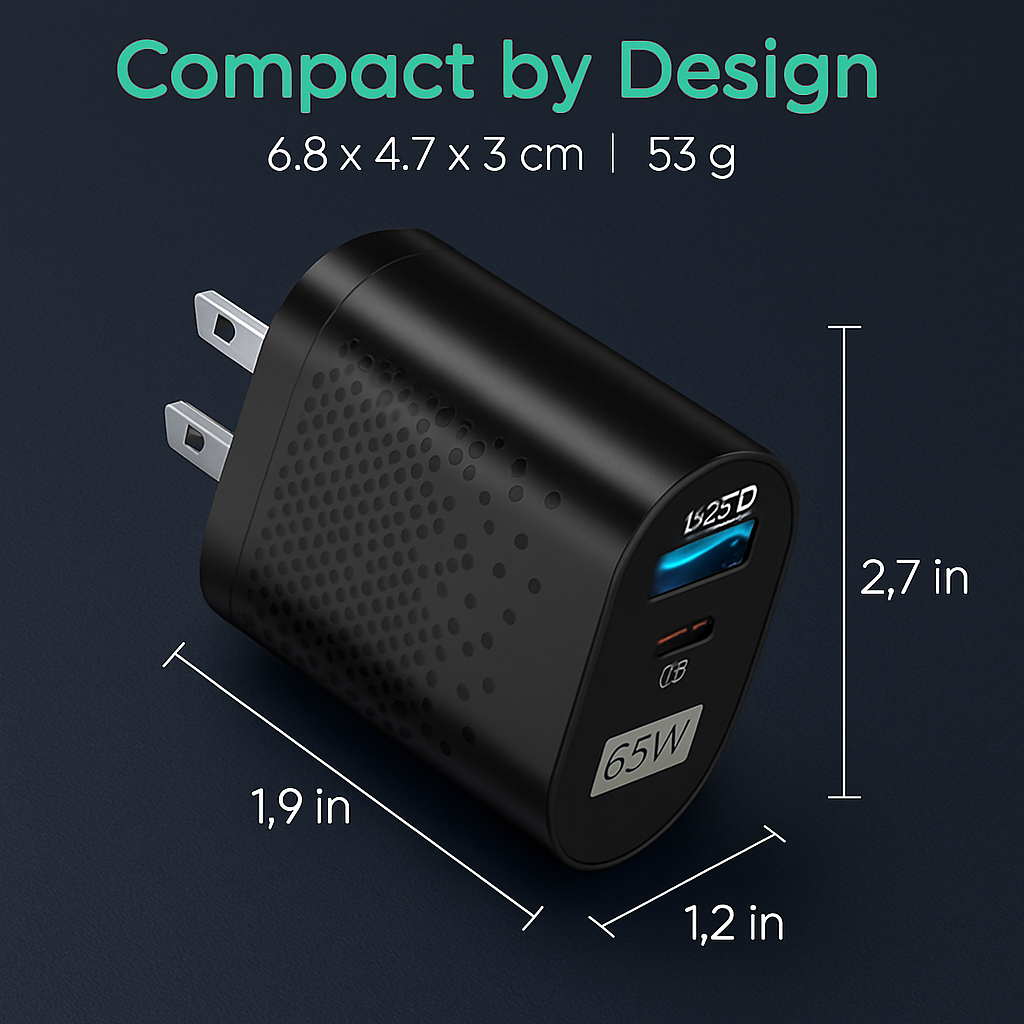 65W USB-C Fast Wall Charger for Laptops & Phones