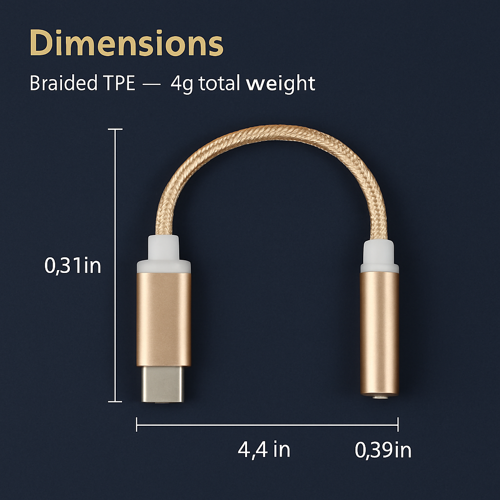 USB-C to 3.5mm Audio Adapter for Headphones