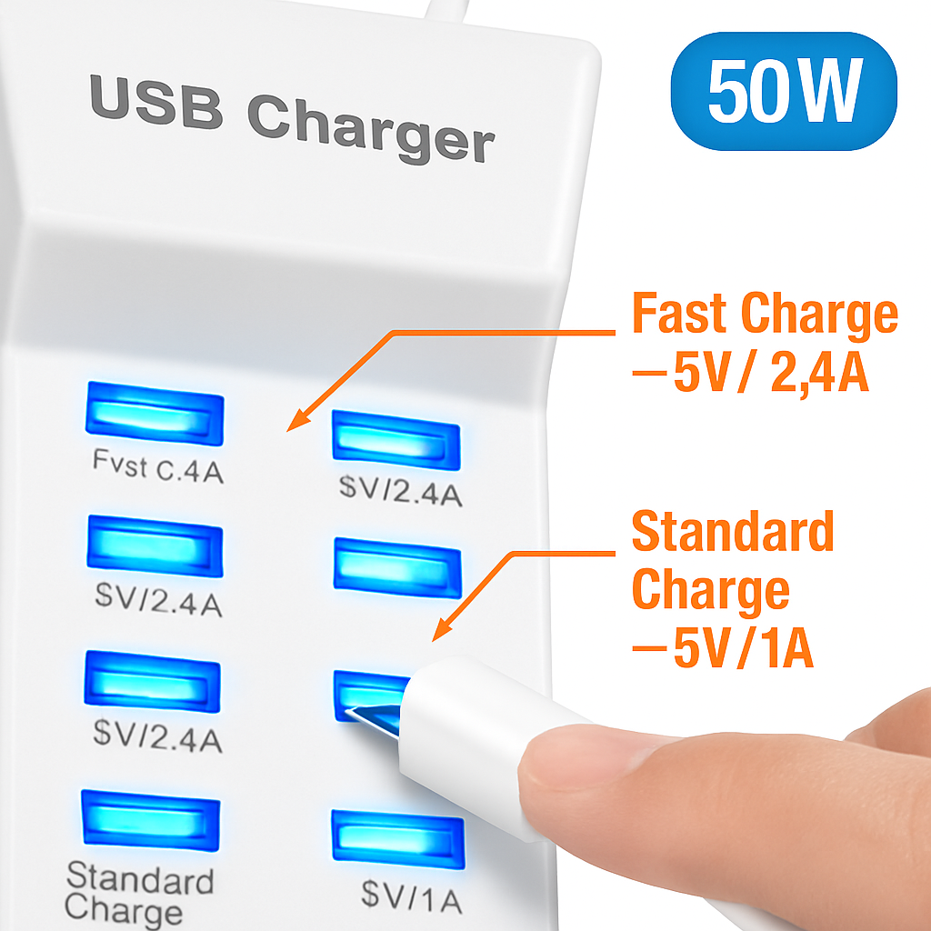 USB Charging Station Hub for Phones and Tablets