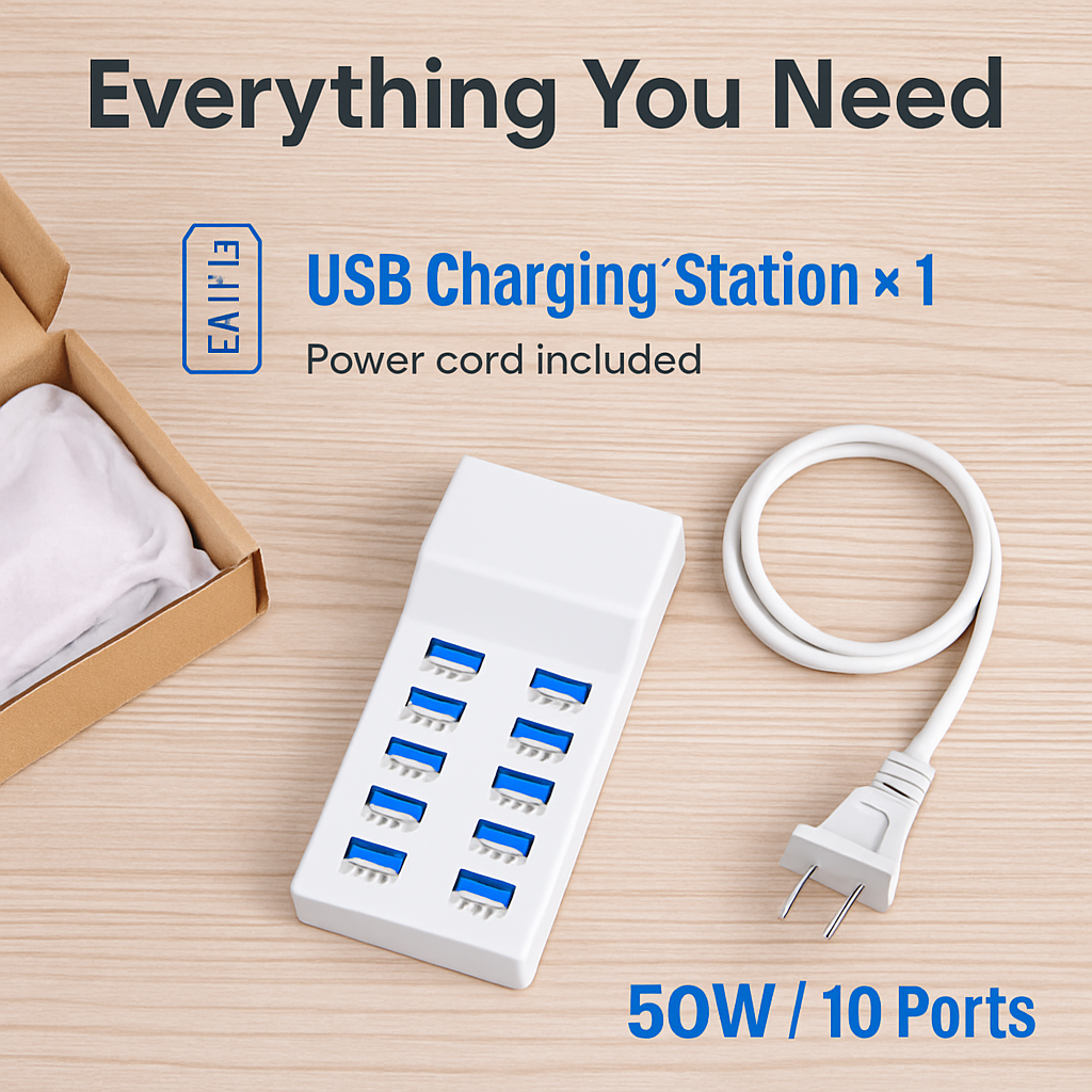 USB Charging Station Hub for Phones and Tablets