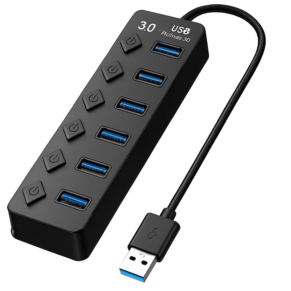 7-Port USB 3.0 Hub with Individual On/Off Switch