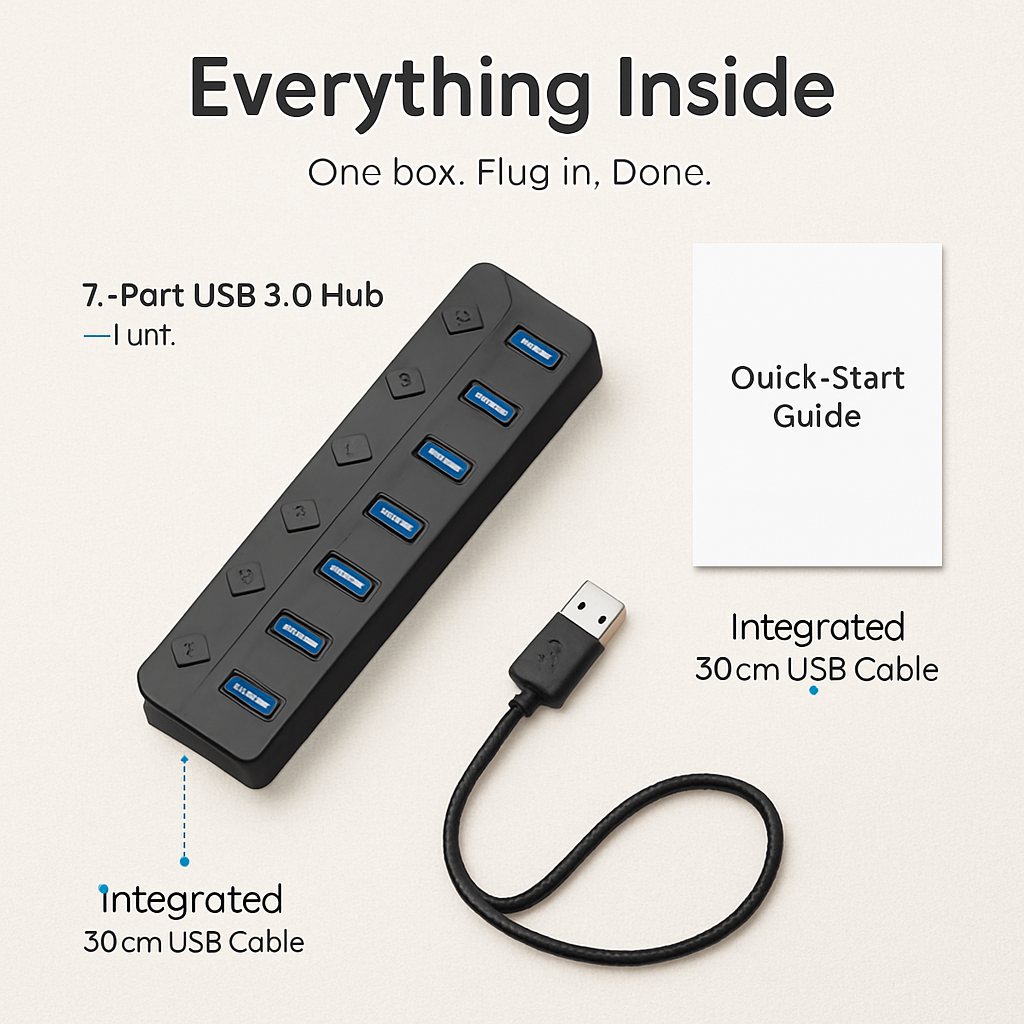 7-Port USB 3.0 Hub with Individual On/Off Switch