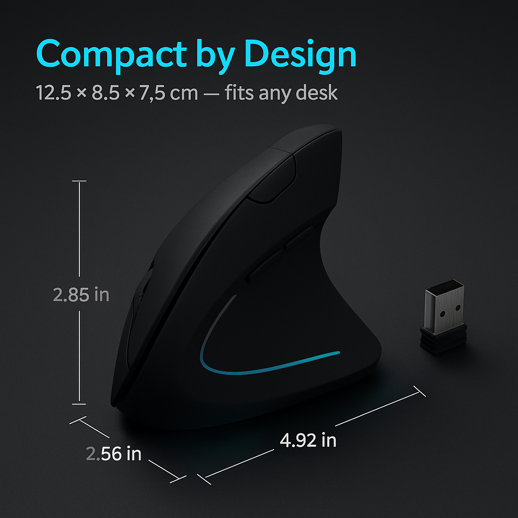 Wireless Vertical Mouse with 6 Buttons and Adjustable DPI