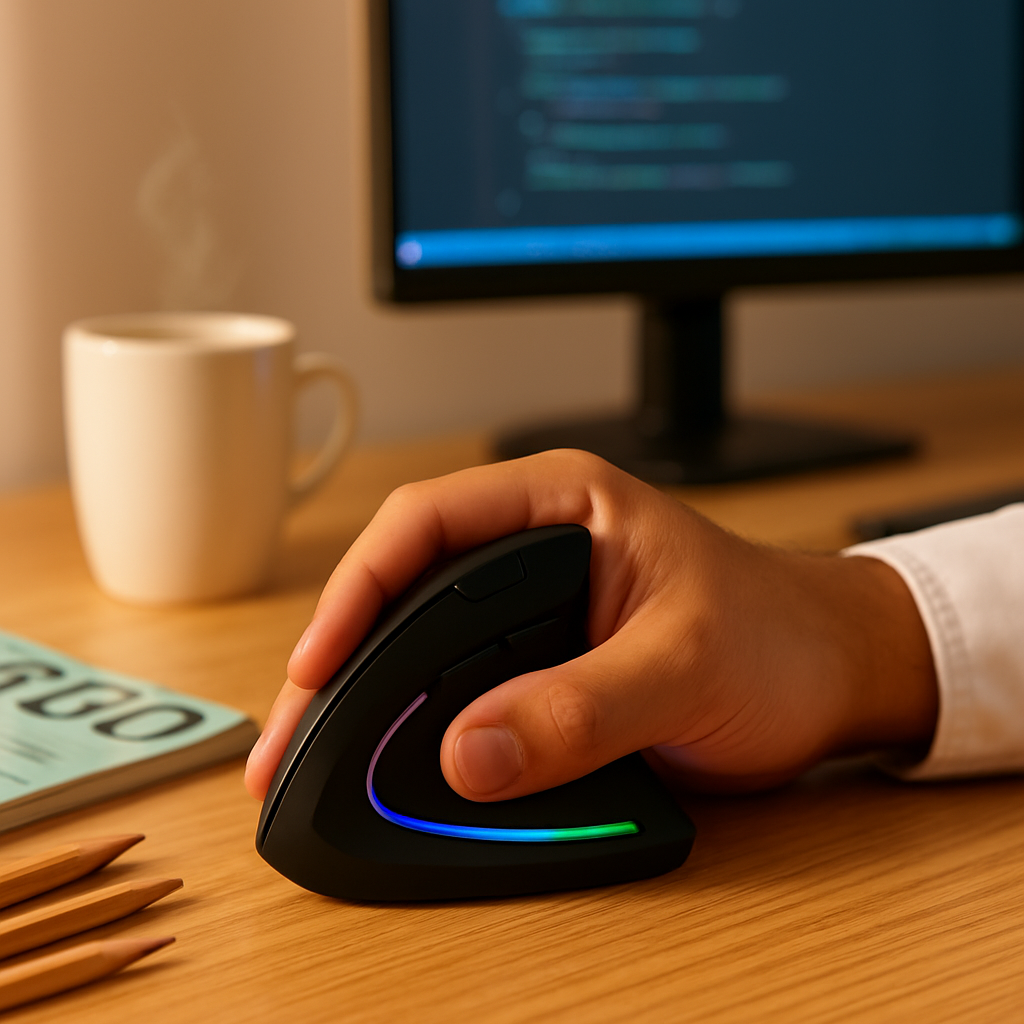 Wireless Vertical Mouse with 6 Buttons and Adjustable DPI