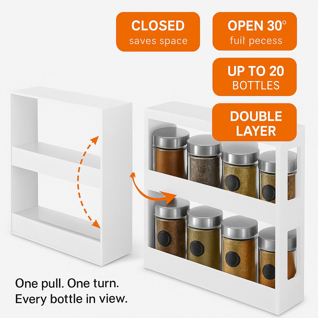 Swivel Cabinet Organizer Revolving Spice Rack