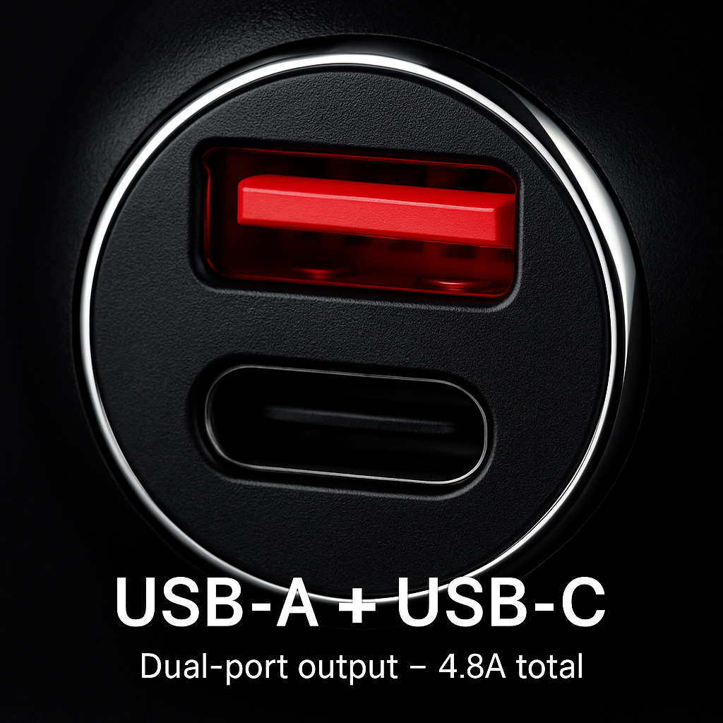 Dual Port USB Type-C Car Charger with Fast Charge