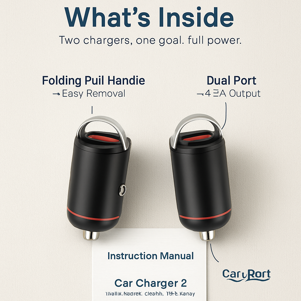 Dual Port USB Type-C Car Charger with Fast Charge