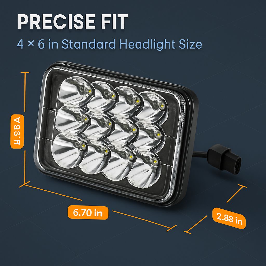 4x6in Car LED Headlights for 10-80V Vehicles