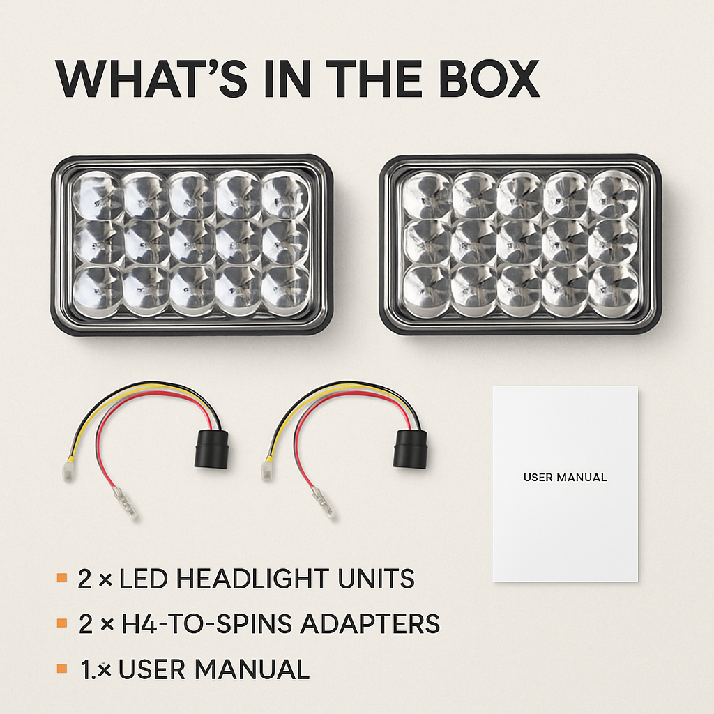 4x6in Car LED Headlights for 10-80V Vehicles