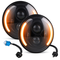 7In Round LED Headlight with Halo DRL and Turn