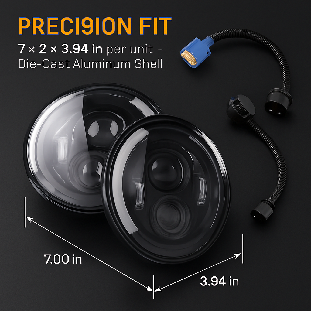 7In Round LED Headlight with Halo DRL and Turn