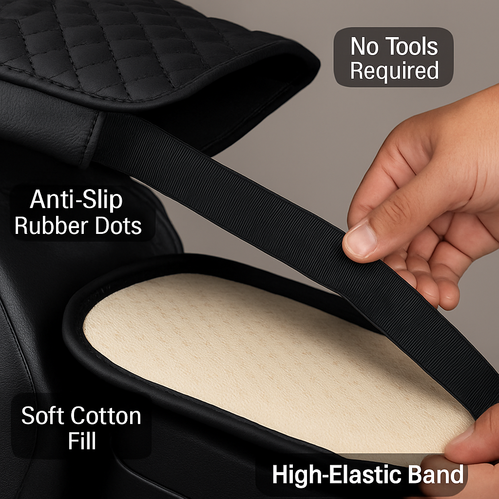 Car Armrest Pad Cover for Center Console PU Leather