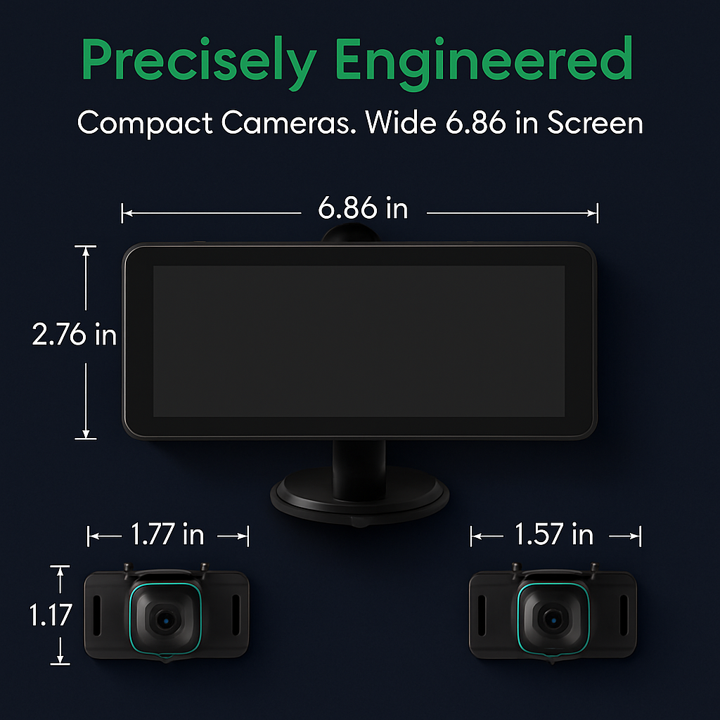 1080P Baby Car Camera for 2 Kids Dual Channel Car Baby Monitor Rear Facing Car Seat Camera with 120°Wide View 6.86In HD Split Screen Night Vision