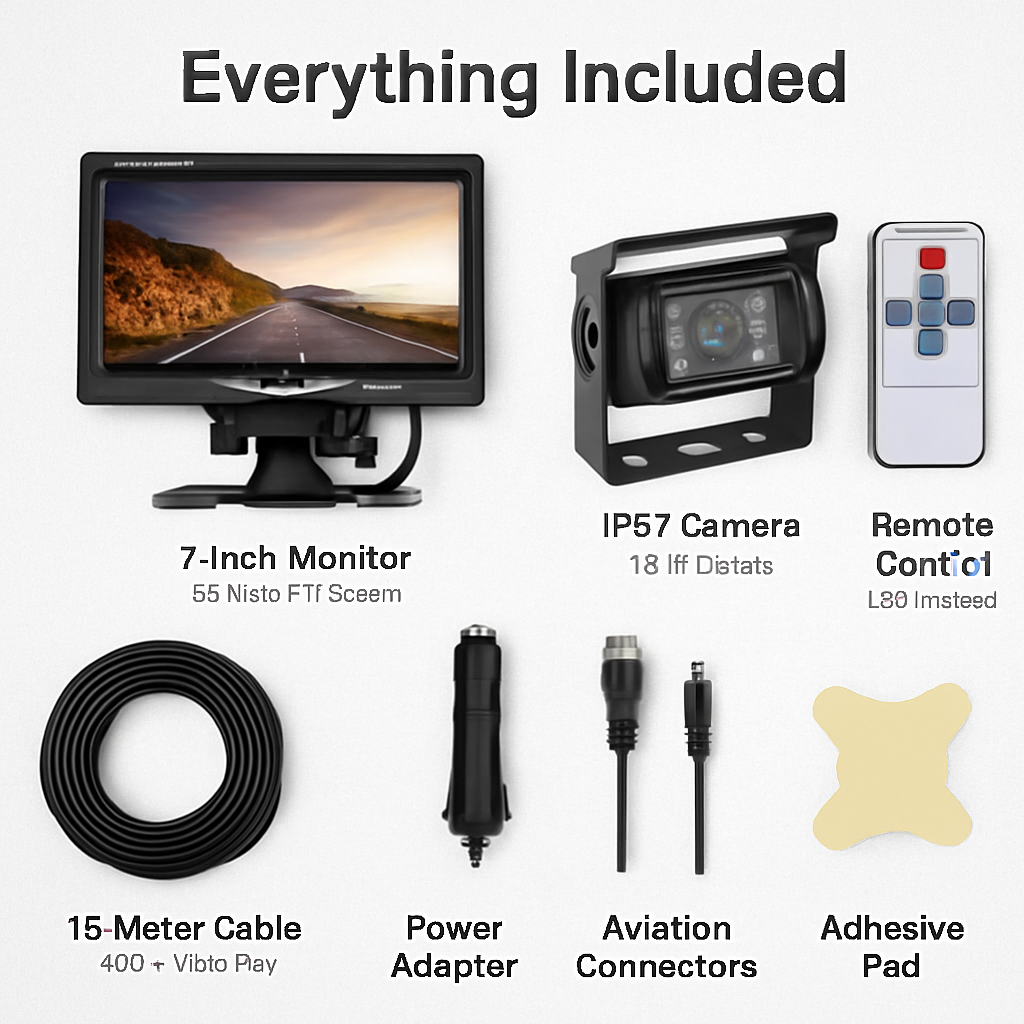 7-In Screen Backup Camera System for Vehicles