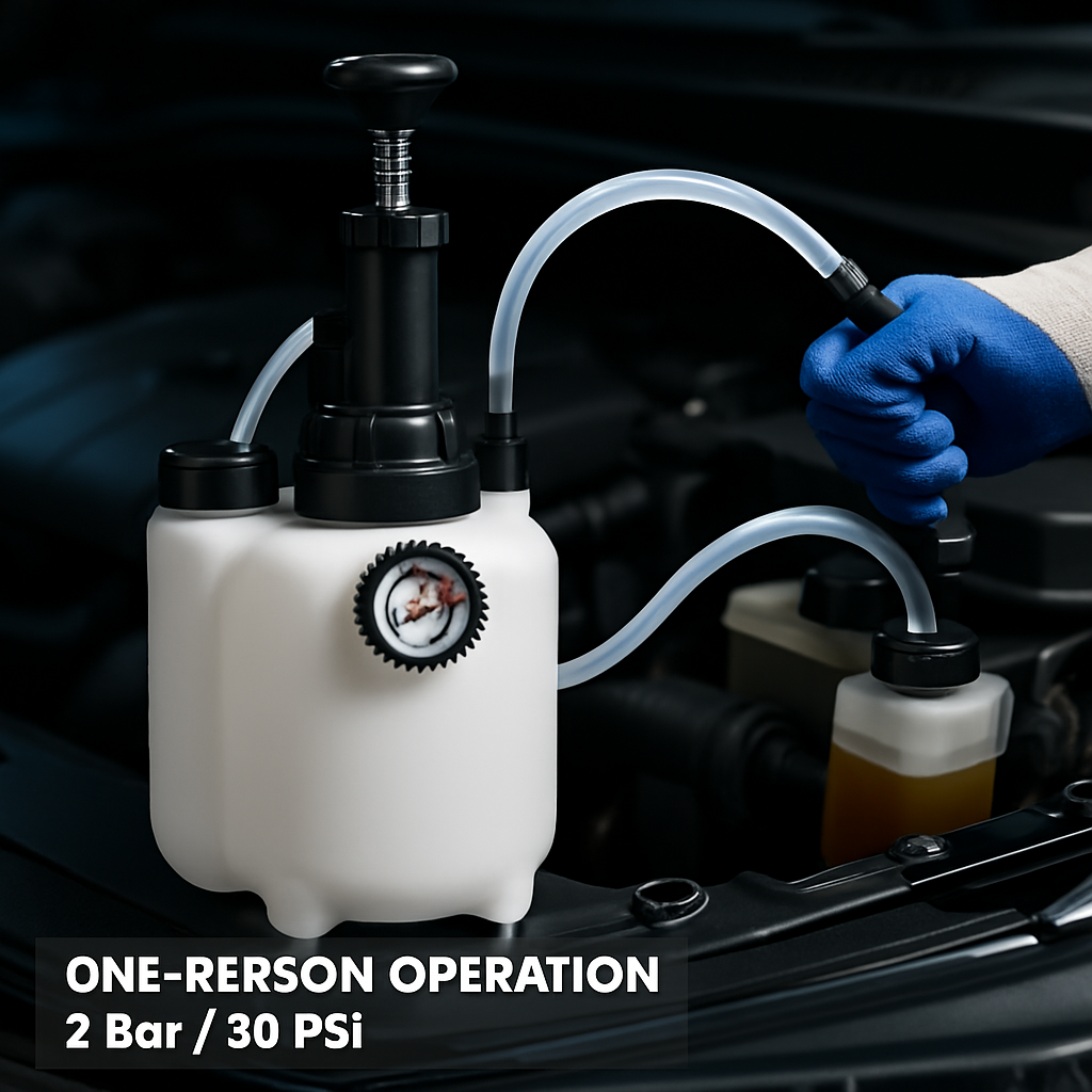 3L Manual Brake Bleeder Kit One Person Brake Bleed Vacuum Pump Automotive Brake Fluid Bleeding Kit with 1L Waste Oil Bottle 4 Master Cylinder Adapters