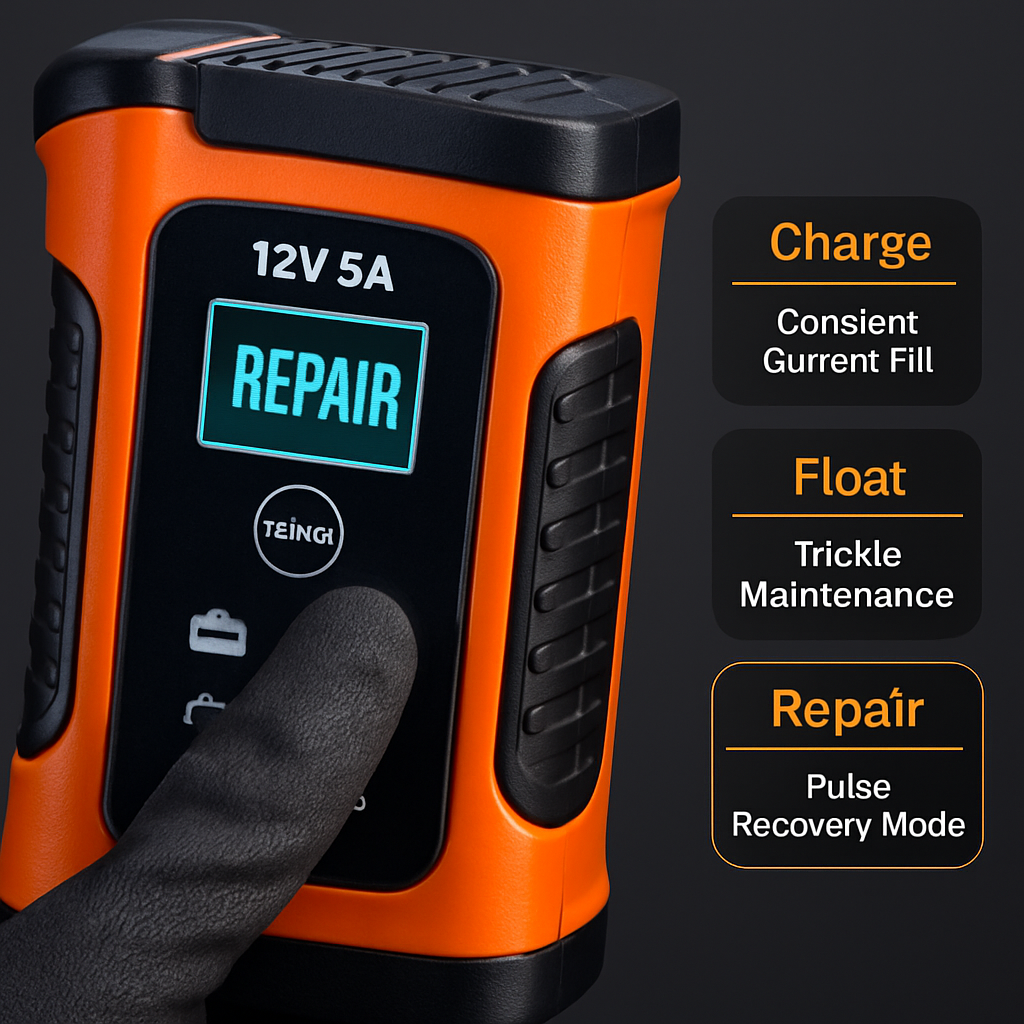 Car Battery Charger with LCD Display for Home Use