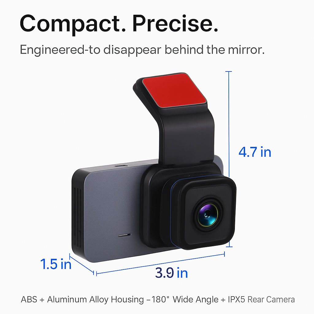 Dual Lens Dash Cam with WiFi GPS Night Vision