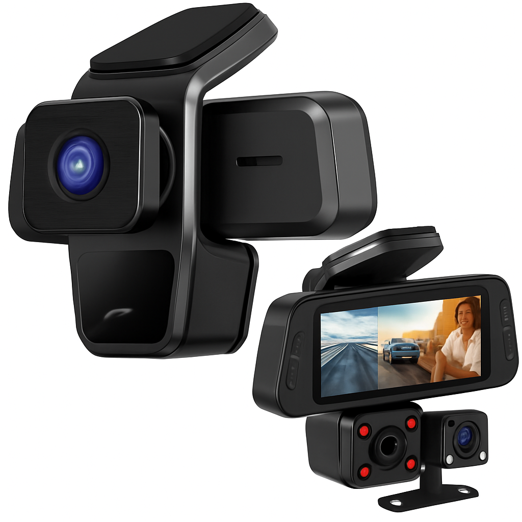 3-Channel WiFi Dash Cam with Night Vision and G-Sensor