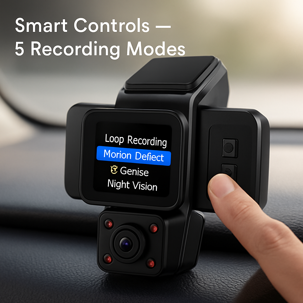 3-Channel WiFi Dash Cam with Night Vision and G-Sensor