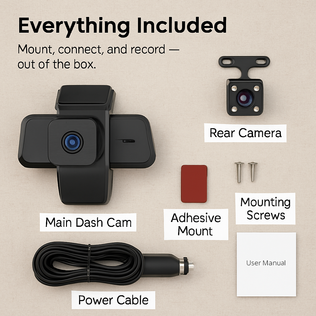 3-Channel WiFi Dash Cam with Night Vision and G-Sensor