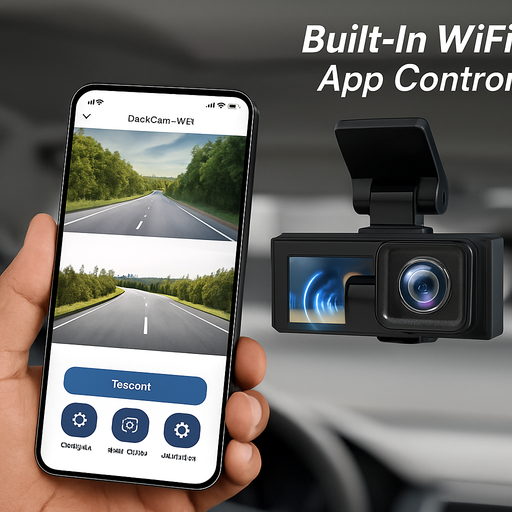 WiFi FHD 1080P Car Dash Cam 3 Channels Front Rear Inside Dash Camera with Loop Recording Reversing Image Night Vision 170° Wide Angle Support 64G MMC