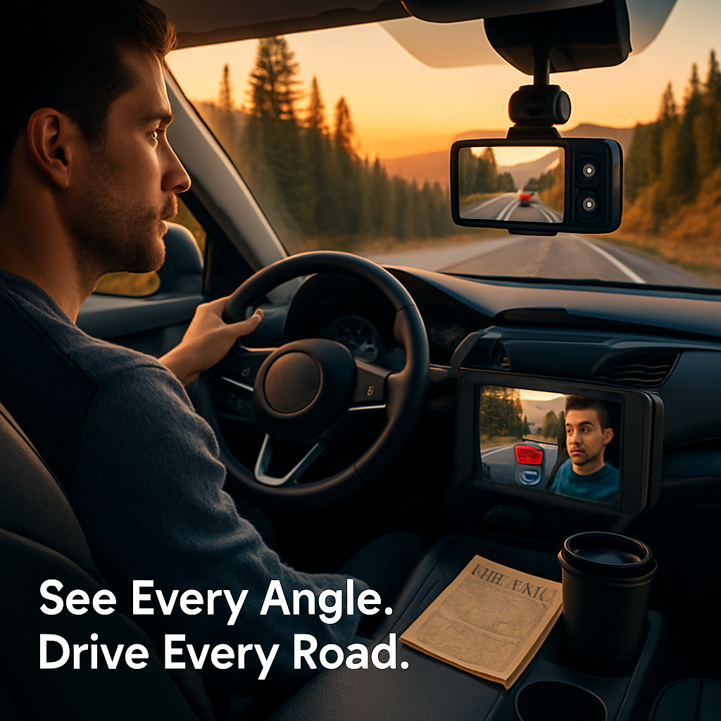 WiFi FHD 1080P Car Dash Cam 3 Channels Front Rear Inside Dash Camera with Loop Recording Reversing Image Night Vision 170° Wide Angle Support 64G MMC