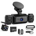 4 Channel Car Dash Cam with 128G MMC Card 1080P Front 720P Left Right 480P Rear G-Sensor Parking Monitor Loop Recording Night Vision 360° Surveillance