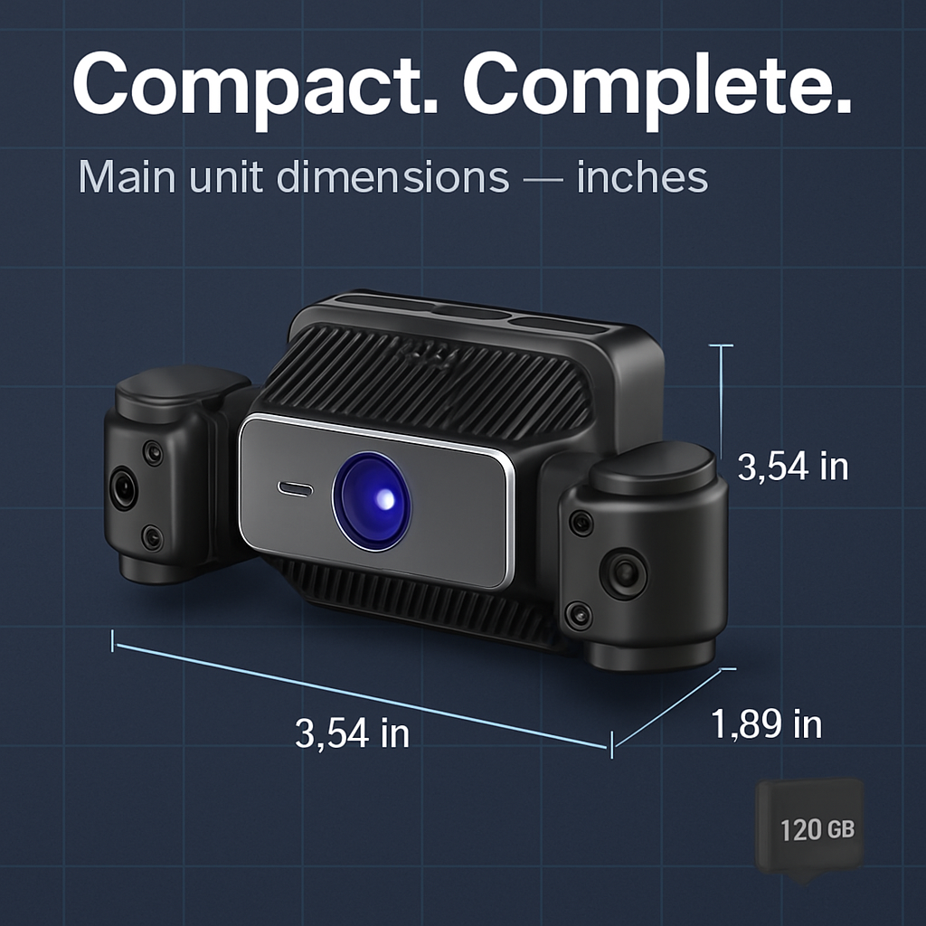 4 Channel Car Dash Cam with 128G MMC Card 1080P Front 720P Left Right 480P Rear G-Sensor Parking Monitor Loop Recording Night Vision 360° Surveillance
