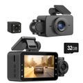 WiFi FHD 1080P 3 Channel Car Dash Cam Front Rear Inside With 32G MMC Card Motion Detection Loop Recording Infrared Night Vision Surveillance Car Camer