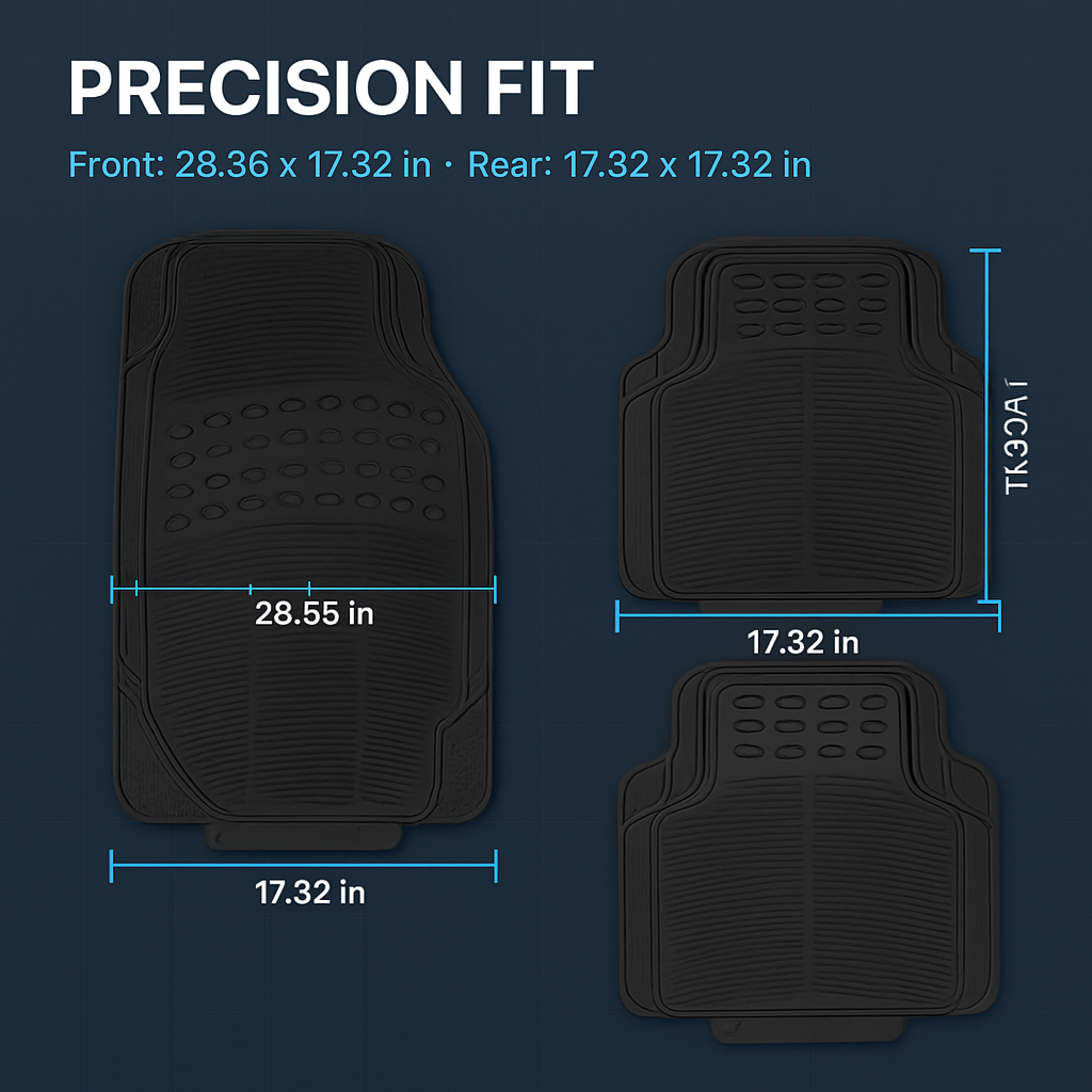 Automotive Floor Mats: Front & Rear PVC Trim-to-Fit
