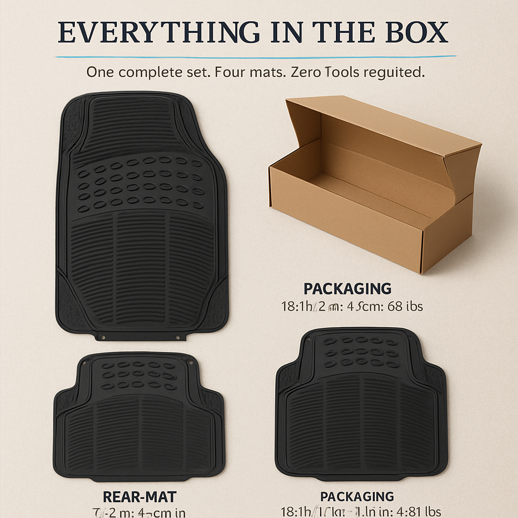 Automotive Floor Mats: Front & Rear PVC Trim-to-Fit