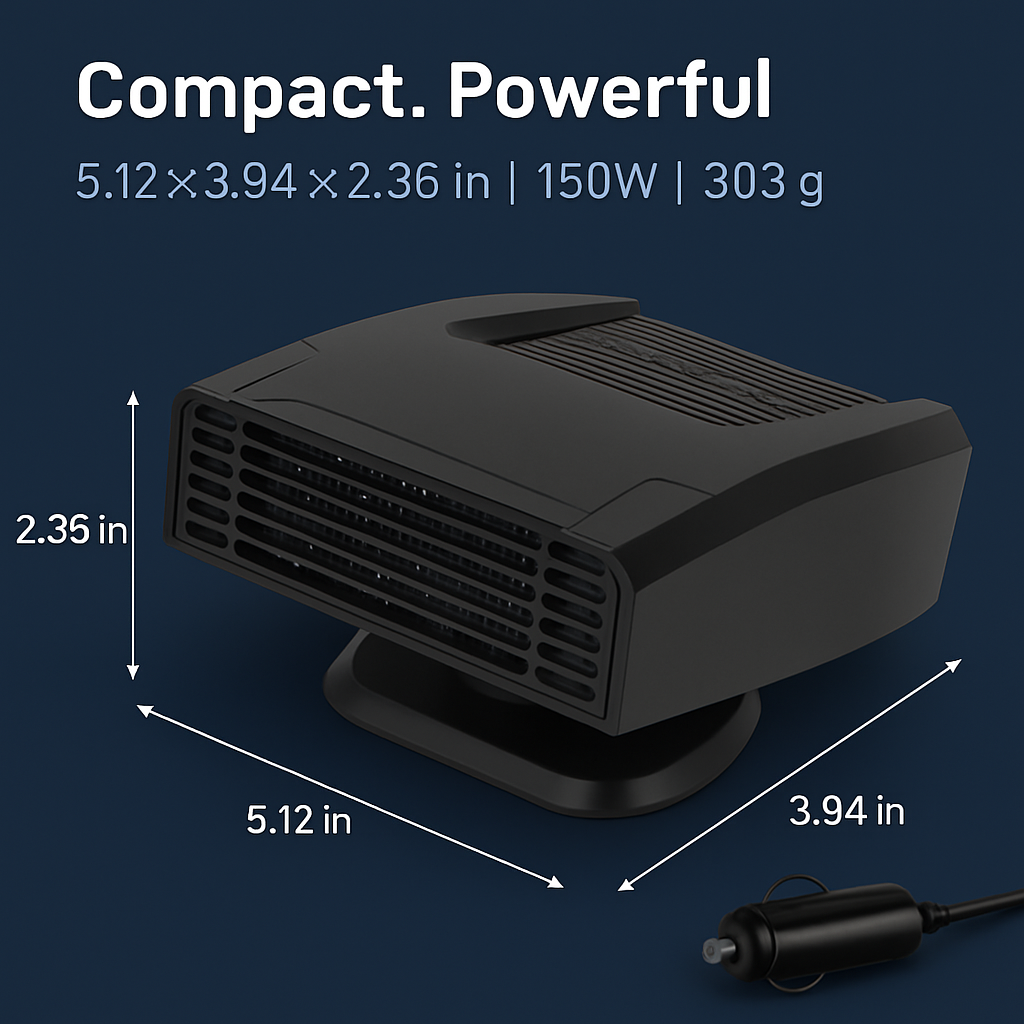 Portable Car Heater with Defogger and Rotating Base