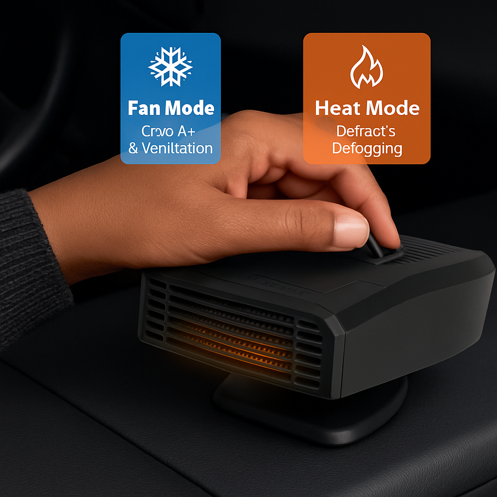Portable Car Heater with Defogger and Rotating Base