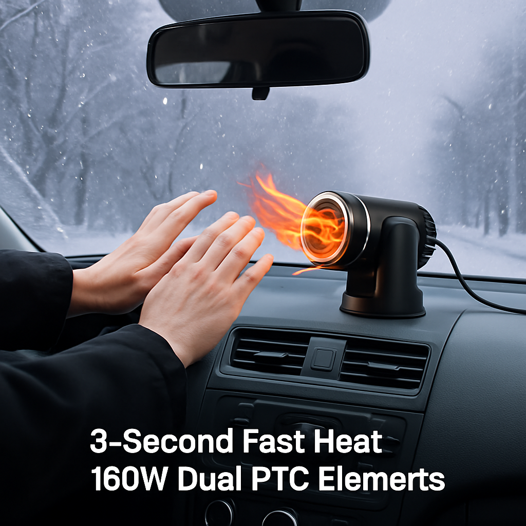 Portable Car Heater - 2-in-1 Heating & Defrosting Fan