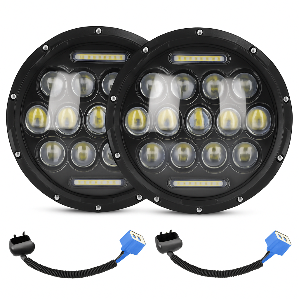 7In Round LED Headlight for Jeep Wrangler TJ JK CJ Plug-Play