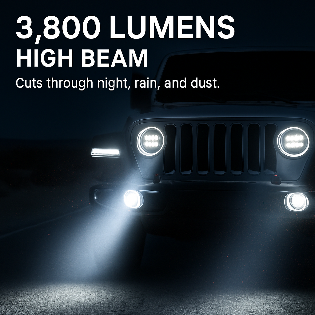 7In Round LED Headlight for Jeep Wrangler TJ JK CJ Plug-Play