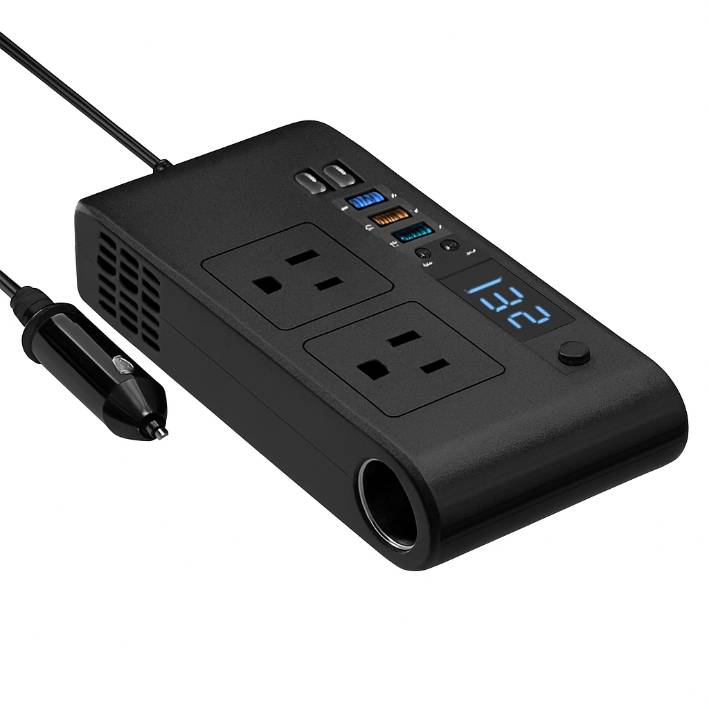 Car Inverter 200W 12V to 110V - Dual AC Outputs, Type-C USB