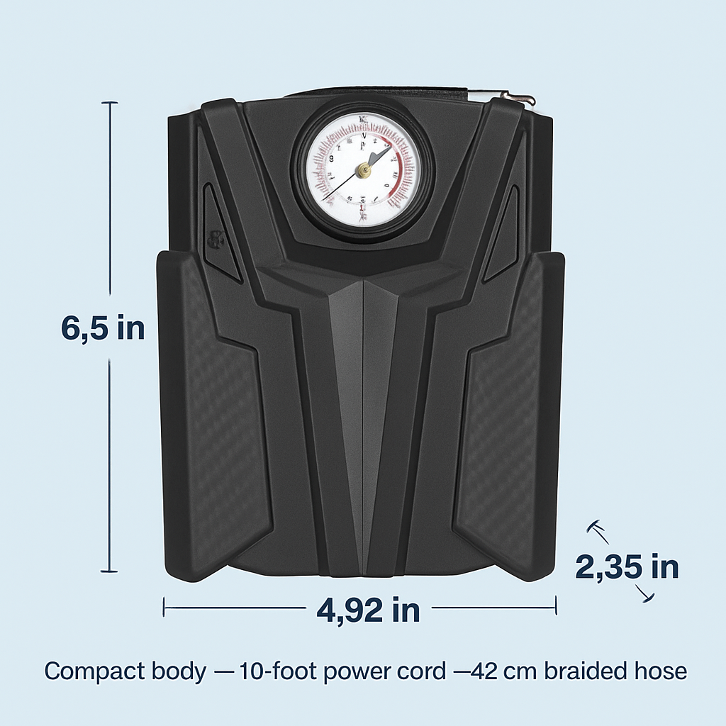 Car Tire Air Pump Portable Inflator with Gauge