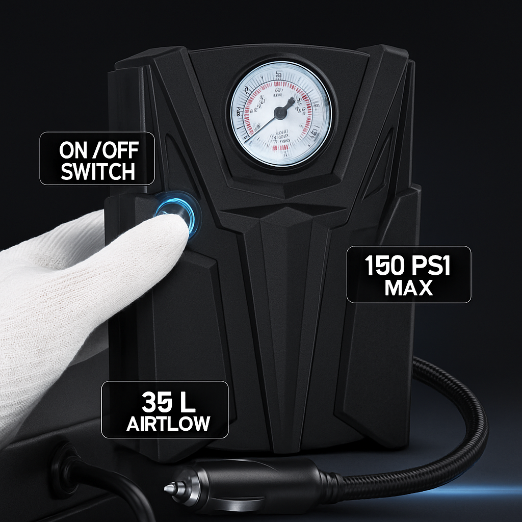 Car Tire Air Pump Portable Inflator with Gauge