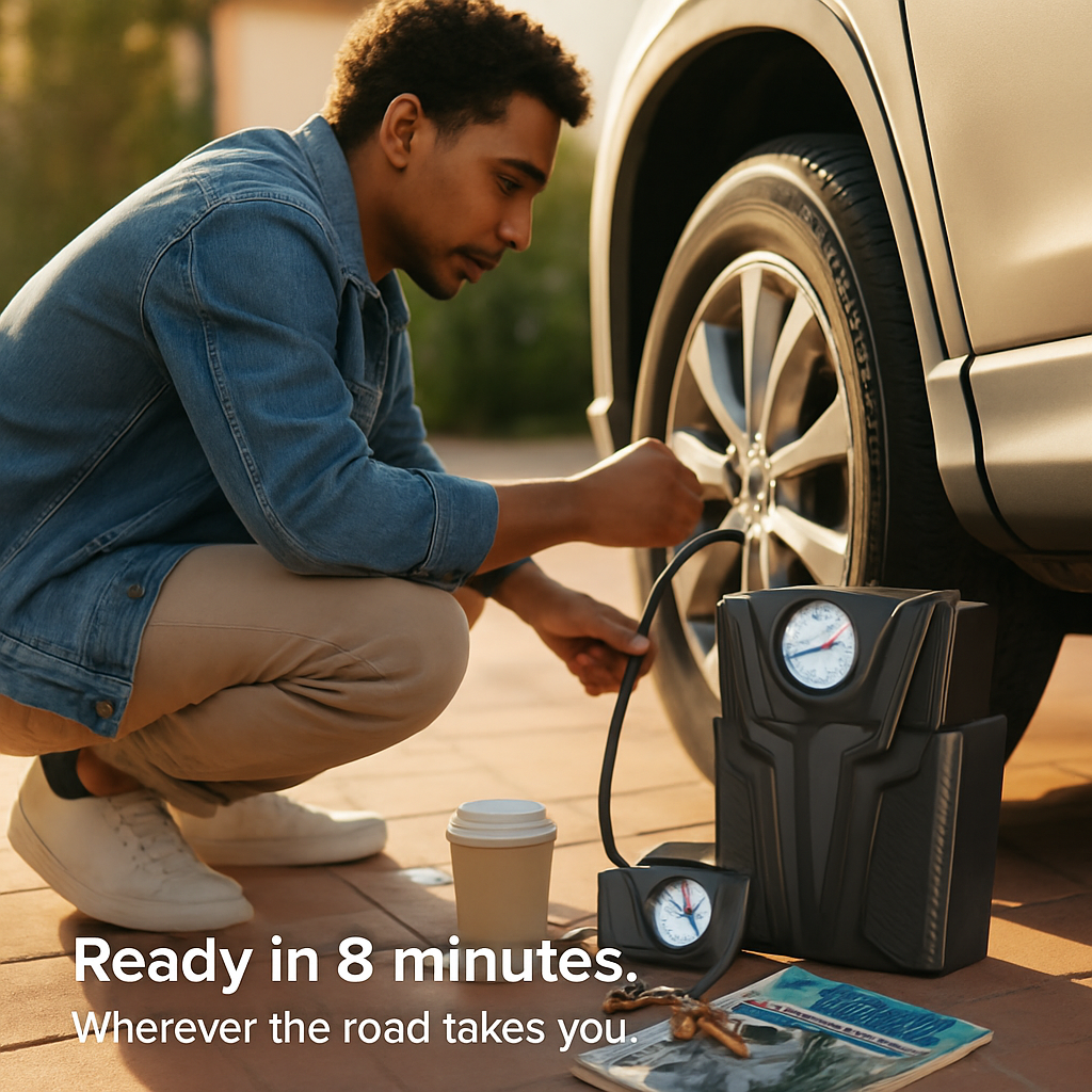 Car Tire Air Pump Portable Inflator with Gauge