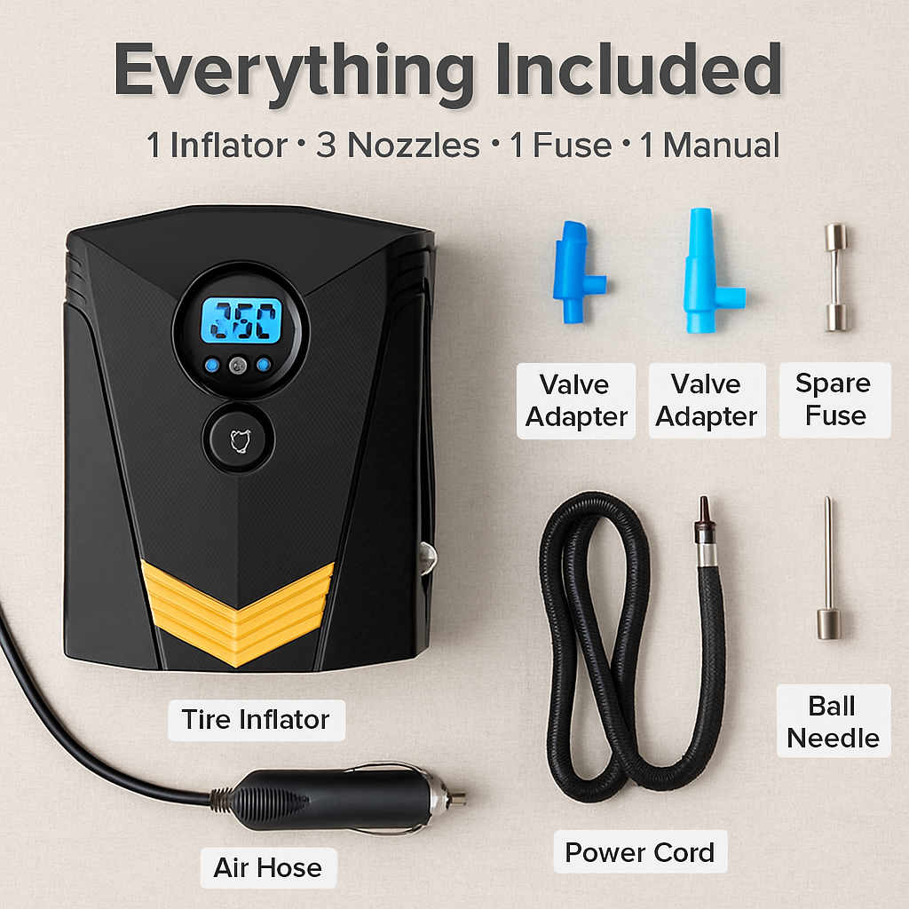 Tire Inflator with LCD Display and Auto Shut-Off