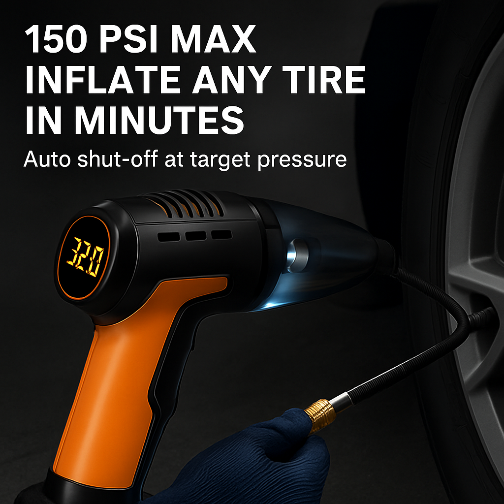 Cordless Car Vacuum & Tire Inflator 4-in-1