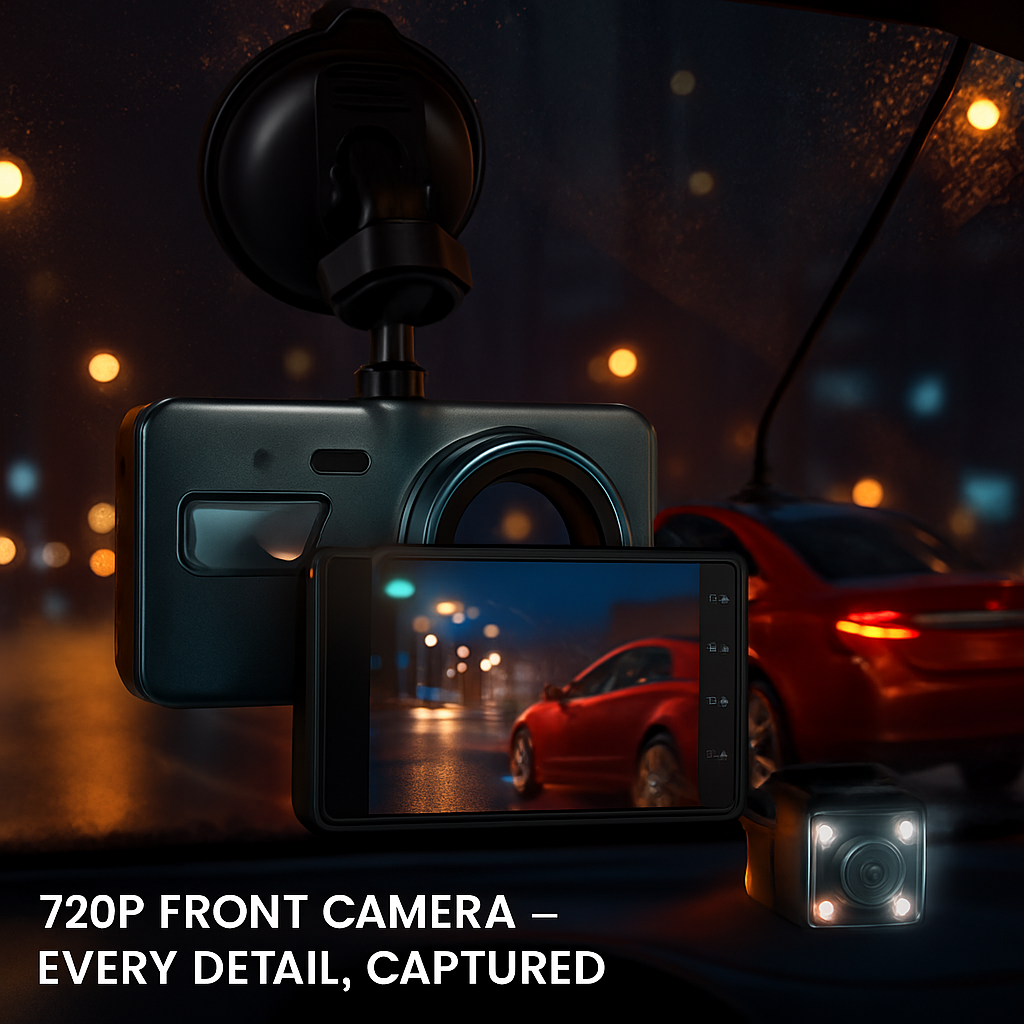 Dual Dash Cam: Front & Rear, Motion Detection