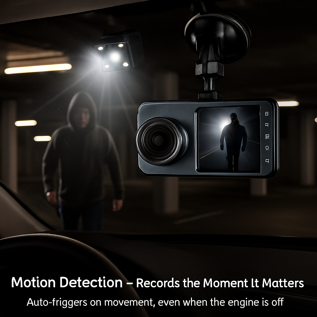 Dual Dash Cam: Front & Rear, Motion Detection