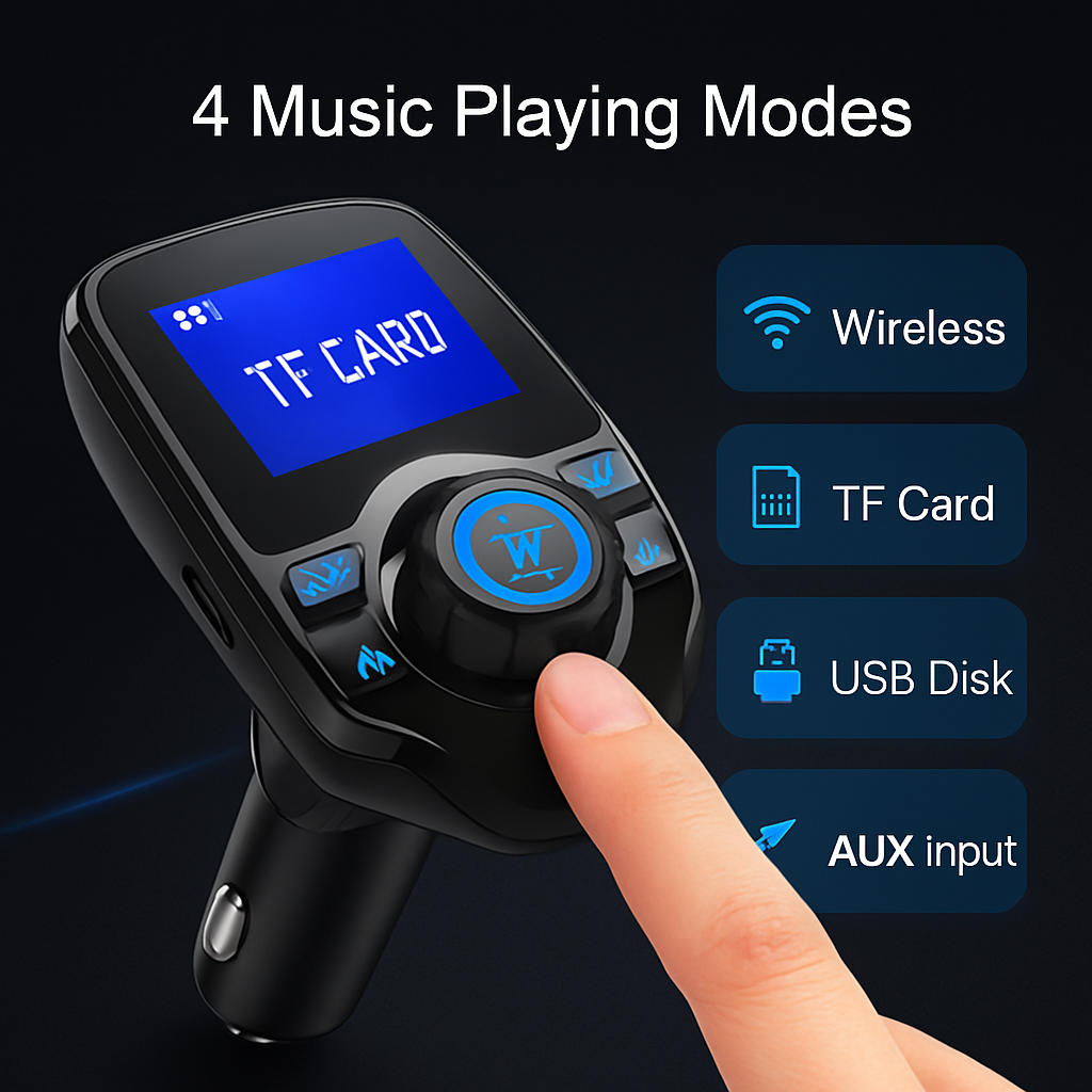 iMounTek Car Wireless FM Transmitter MP3 Player Hand-Free Call USB Charger AUX Input TF Card USB Flash Drive