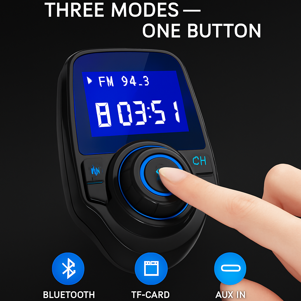 iMounTek Car Wireless FM Transmitter Fast USB Charge Hands-free Call Car MP3 Player AUX Input