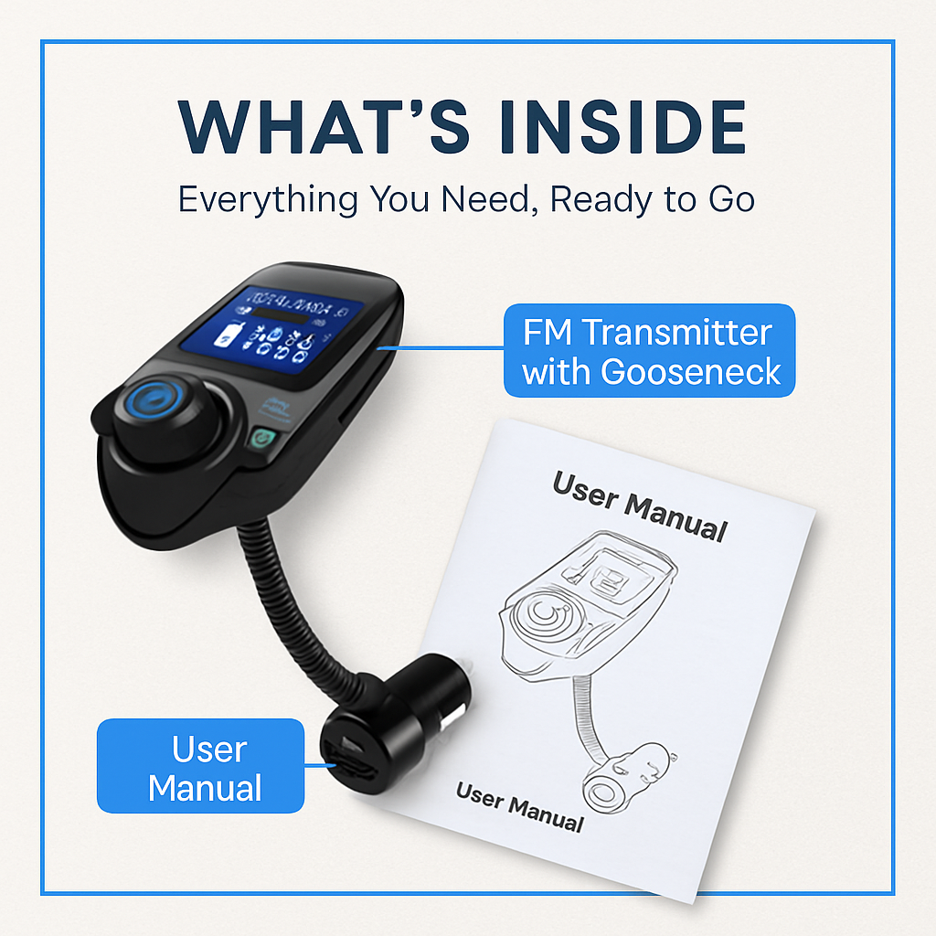 iMounTek Car Wireless FM Transmitter Fast USB Charge Hands-free Call Car MP3 Player AUX Input